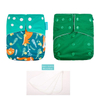 HappyFlute 2PCS Set Suede Cloth Inner Baby Nappy With Insert Waterproof And Reusable Dual Gussets Cloth Diaper