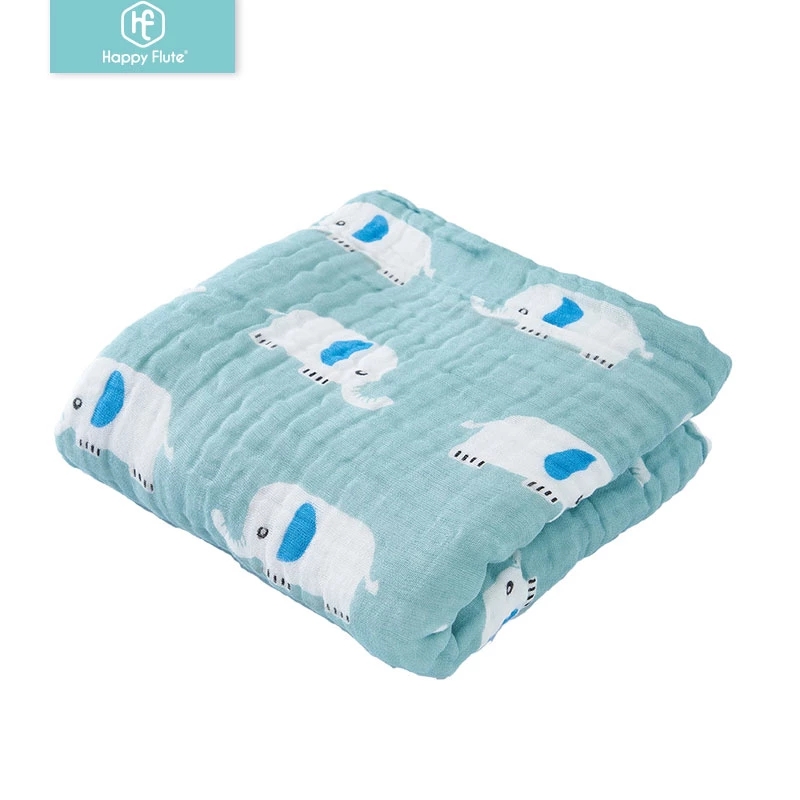 Happy Flute 6 Layer Baby 100% Cotton Soft Muslin Swaddle Blanket Towel Infant Stroller Blanket Soft & Absorbent Swaddle105x105cm