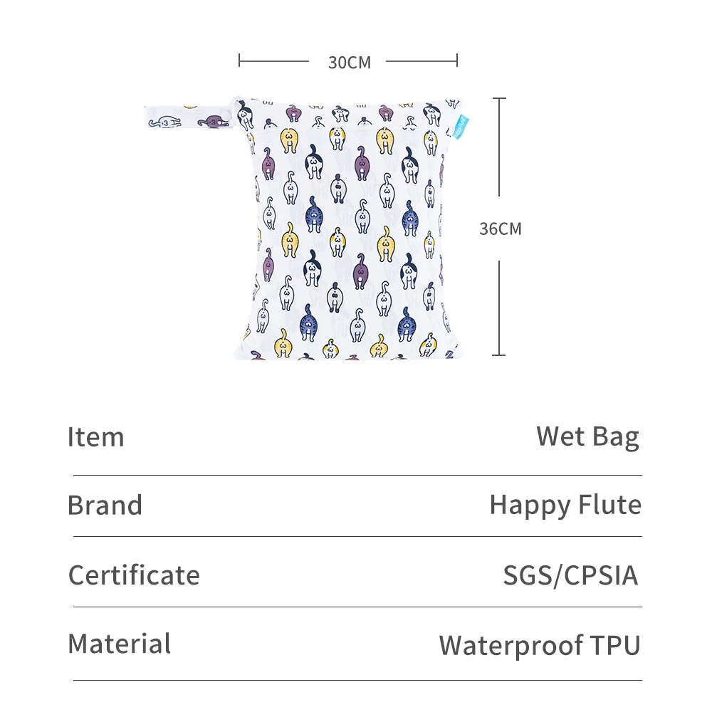 HappyFlute 30*36CM Baby Wetbag Reusable Fashion Prints Diaper Bag Waterproof Dry Cloth Bag With Handle Wetbags