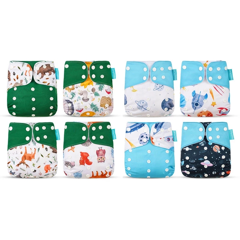 Happyflute HOt Sale OS Pocket Diaper 8pcs Diape+8pcs Microfiber Insert Washable &Reusable Baby Nappy Adjustable Baby Nappy Cover