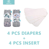 Happyflute Reusable 4Pcs Pocket Diapers+4 Pcs Microfiber Insert Washable Infant Nappy Ecological Cloth Diaper Fit 3-15kg Baby