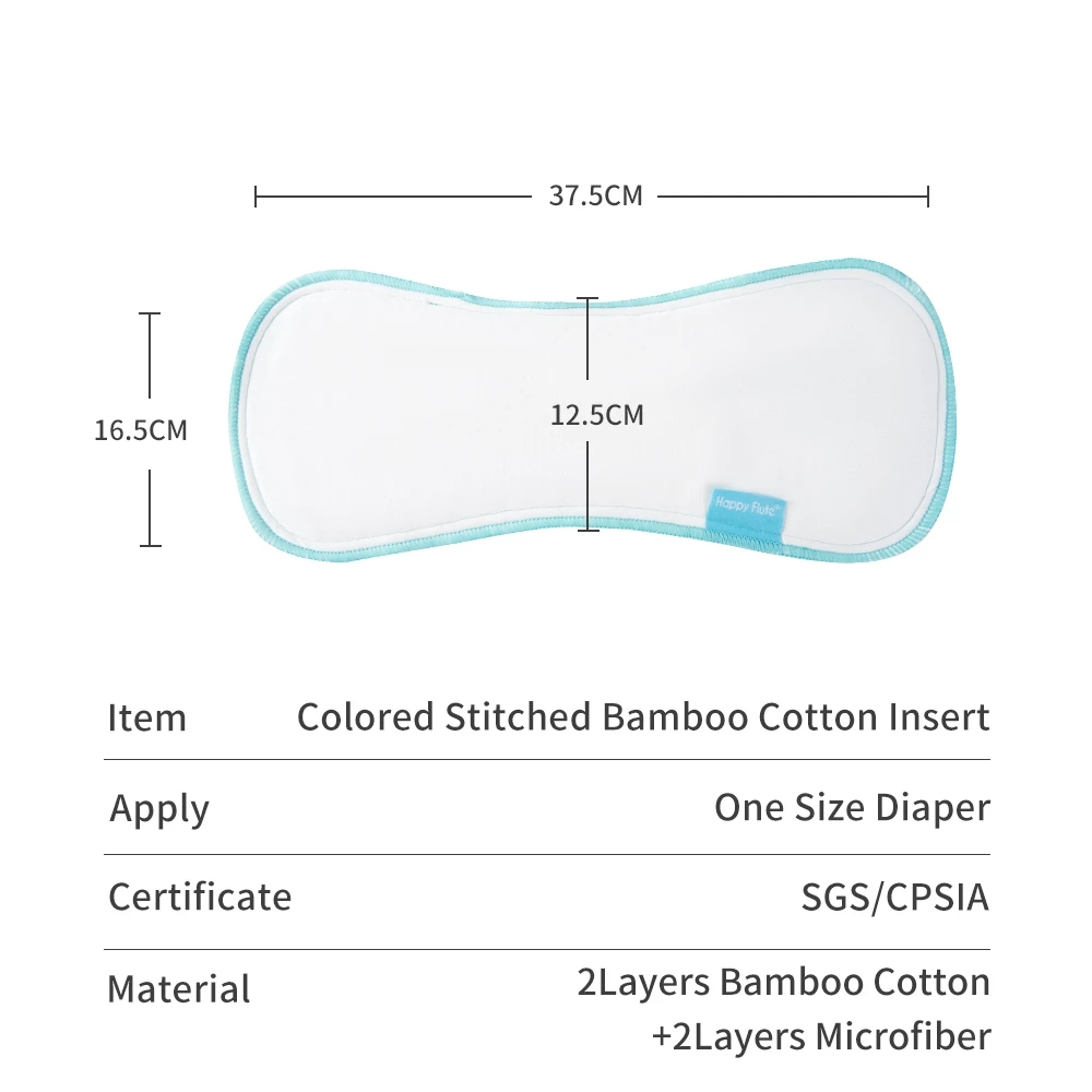 Happyflute Reusable Stitched Bamboo Cotton Insert Comfortable Baby Nappy Diaper Insert For Infant Cloth Diaper Nappy