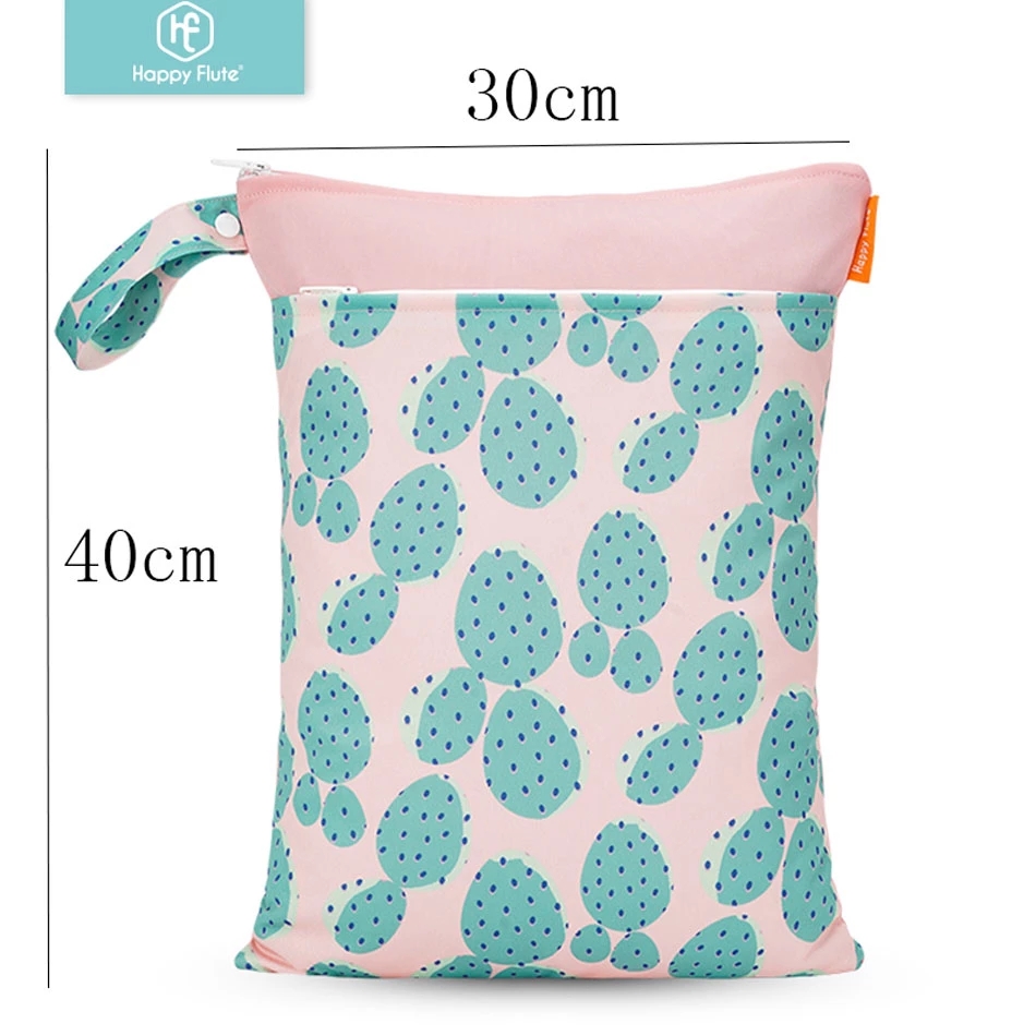 Happyflute Baby Diaper Bag Printed Waterproof Wet Dry Nappy Handbag Stroller Carry Pack Travel Wetbag With Pockets