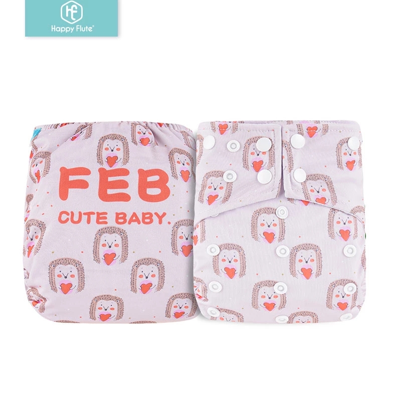 HappyFlute Baby Cloth Diaper Month Position Pattern Eco-Friendly Reusable Diapers Fit 3-15kg Baby Boys and Grils