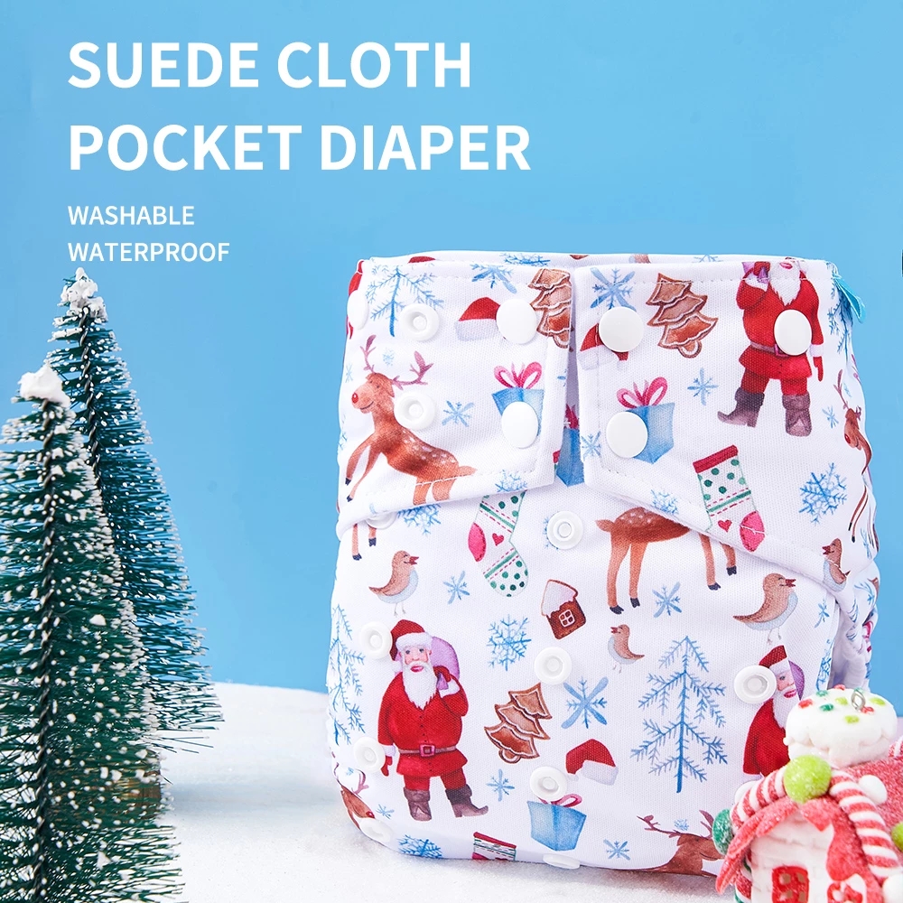 HappyFlute 3-15KG Month Limit Suede Cloth Inner Reusable Cloth Diaper Unisex OS Digital Position Pocket Baby Nappy