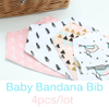 HappyFlute 4pcs High Quality 2layers Cotton Fabric Toddler Feeding Bandana Bibs Saliva Towel Triangle Head Scarf For Baby