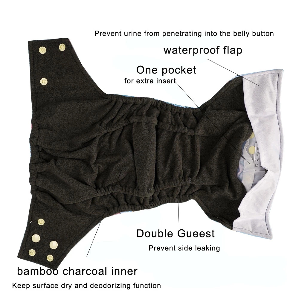 Happy Flute Washable Reusable Pocket Cloth Nappy Bamboo Charcoal Diapers Fit 3-15kg Boys and Girls For All Seasons
