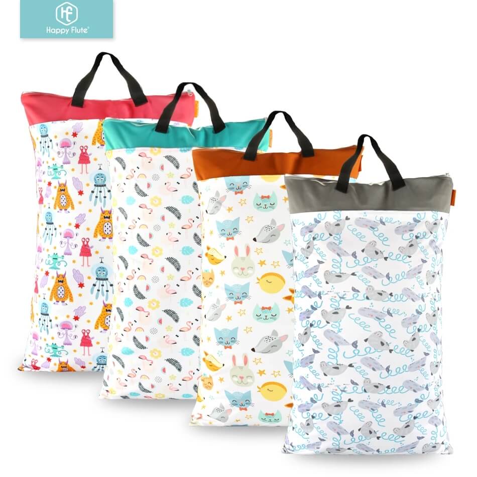 Happy flute 1 pcs Large Hanging Wet/Dry Pail Bag for Cloth Diaper