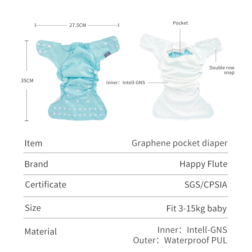 HappyFlute 3-15KG Diaper Cover Newest Adjustable Printing Waterproof&Reusable Baby Pocket Nappy 1Pcs