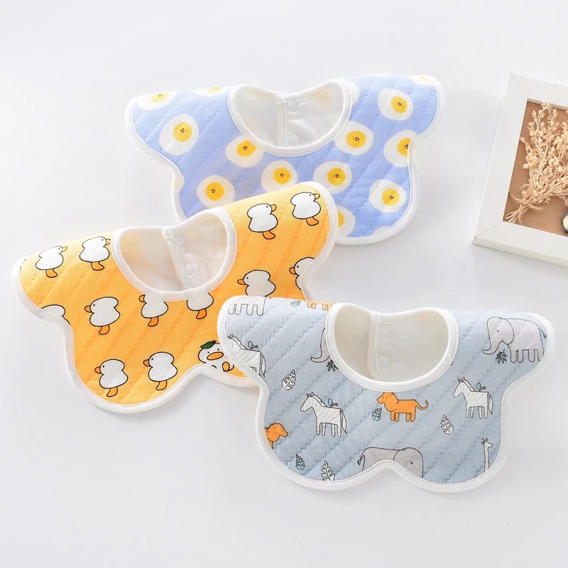 HappyFlute 3Piece/Set 360° Flower Design Cute Print Soft Cotton Reusable Unisex Waterproof Baby Breathable Bandana Drool Bibs